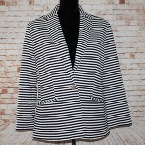 Anne Klein One-Button Striped Jacket Size L